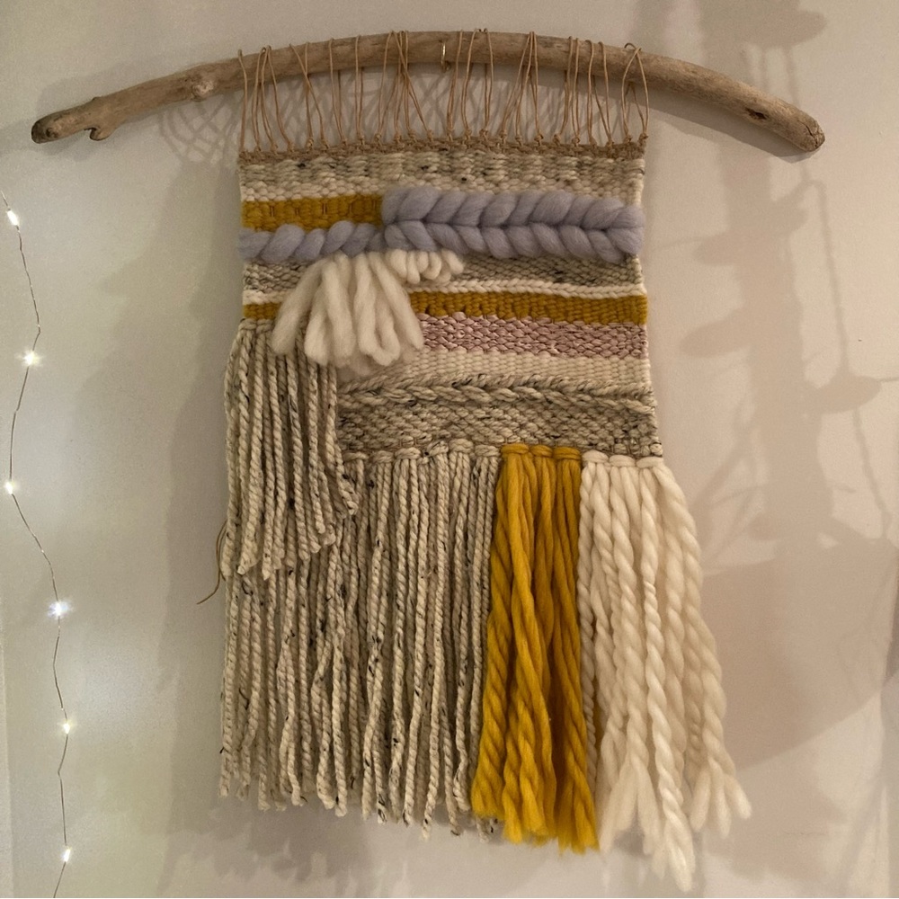 HANDMADE Tapestry *Woven Wall Hanging* Wool, Silk & Beachwood.